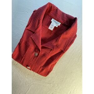 Coldwater Creek Checkerboard Style Weave Mother Of Pearl Buttons SZM Red Woven